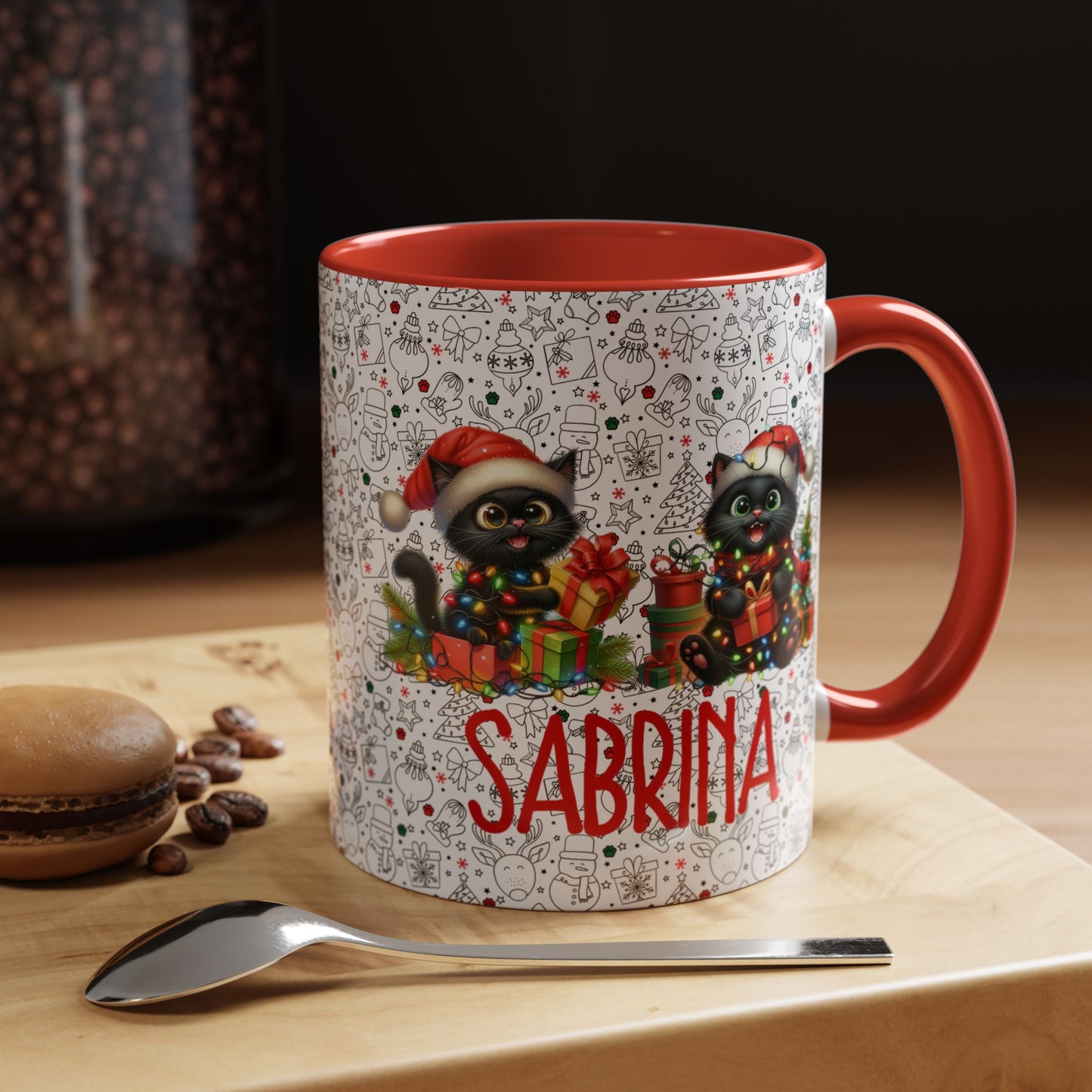 Black Cat Christmas Mug