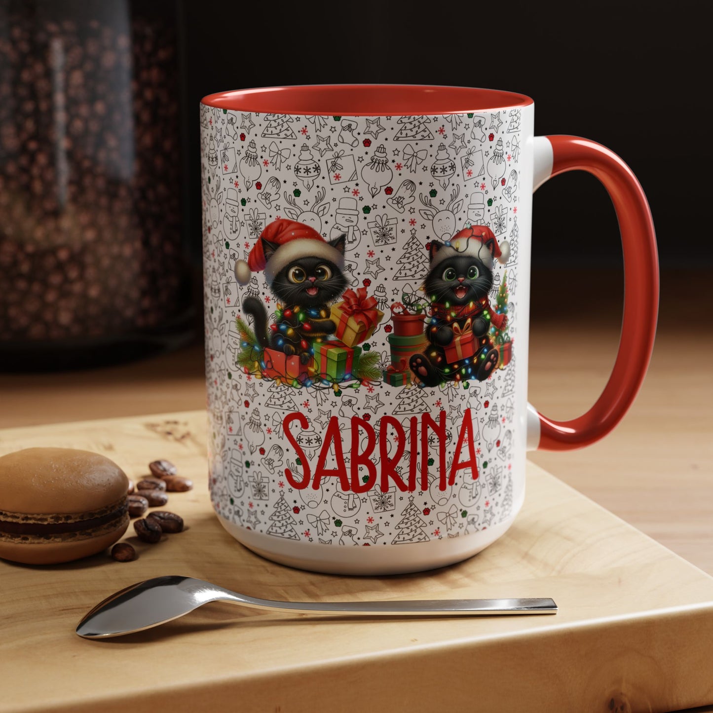 Black Cat Christmas Mug