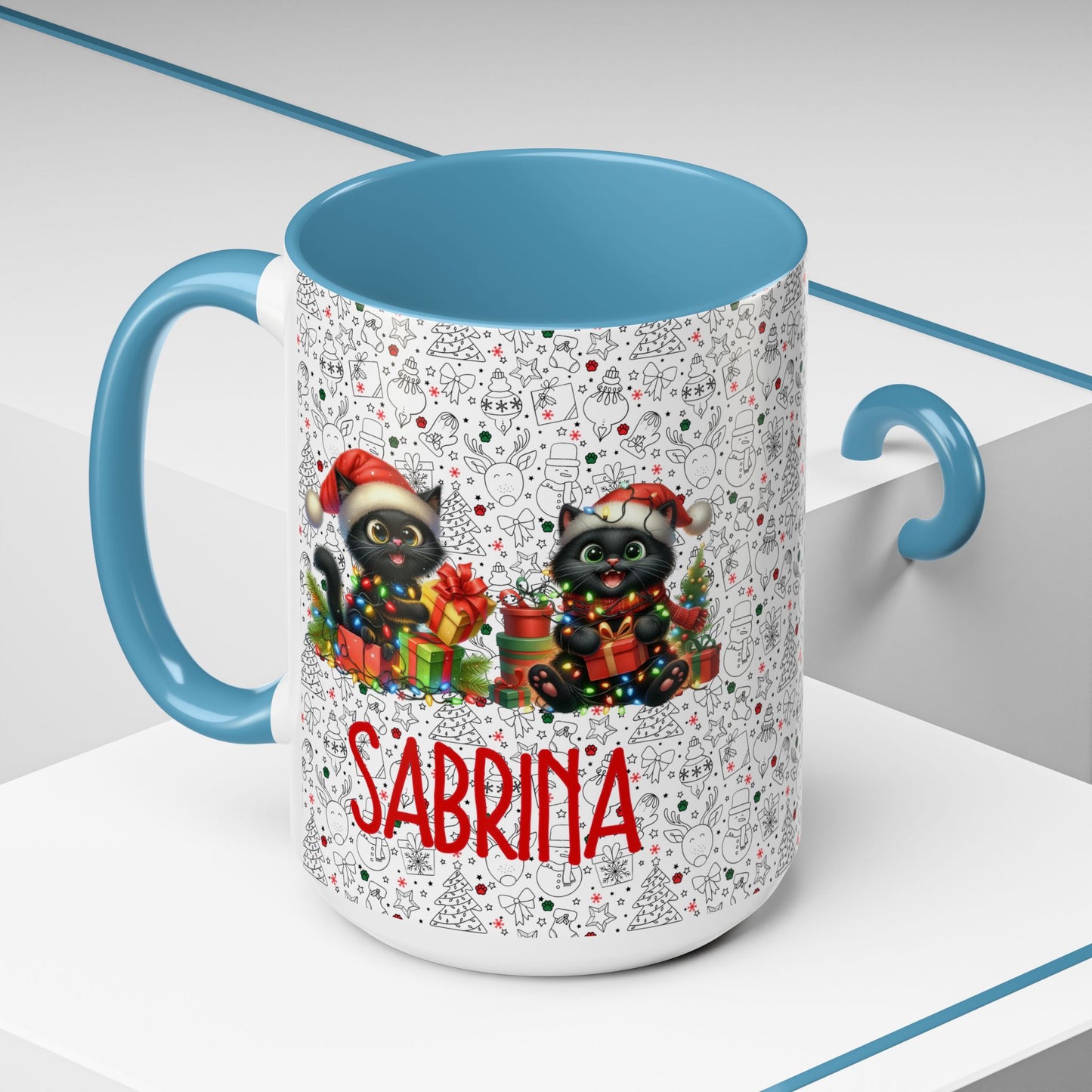 Black Cat Christmas Mug