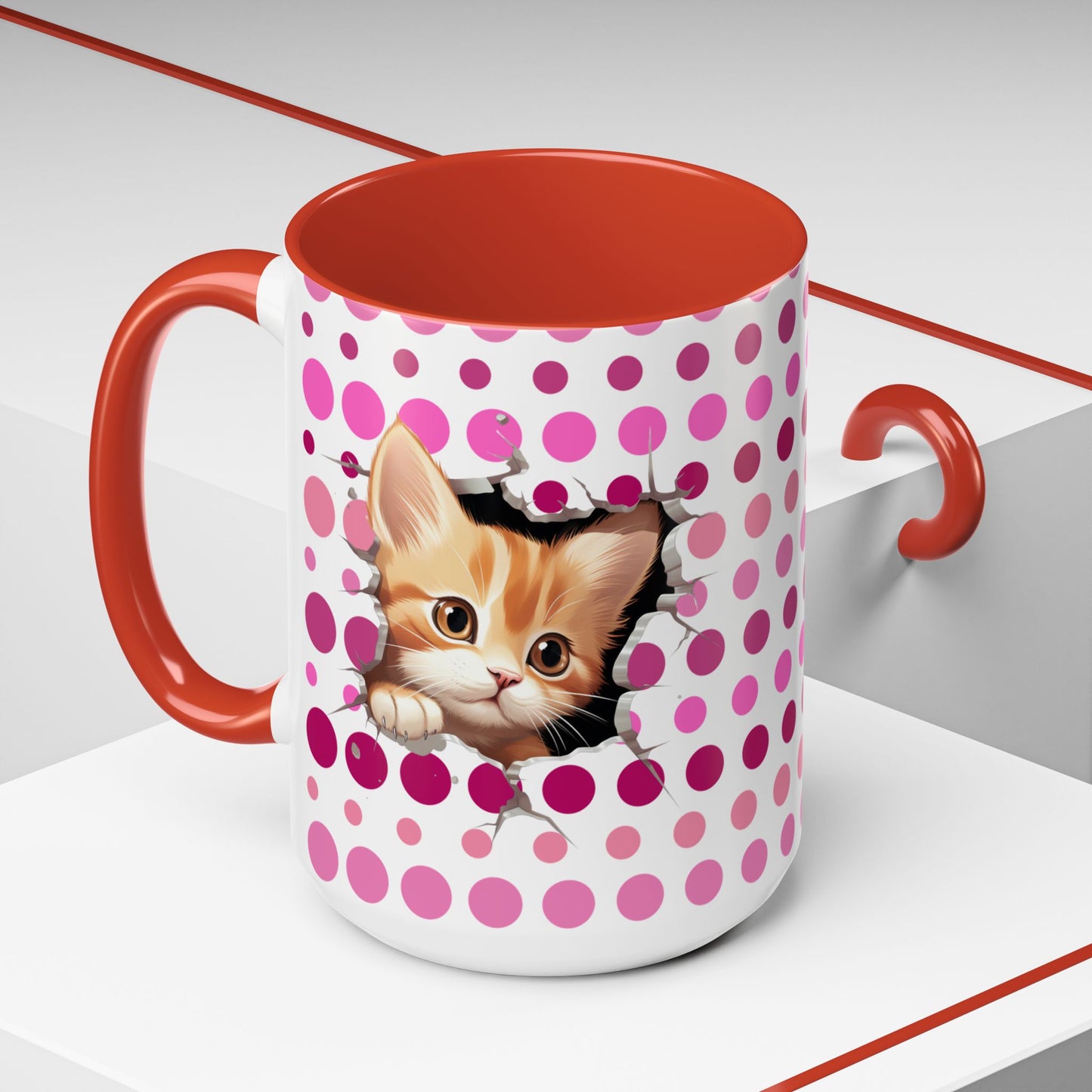 Purrrty in Pink Dots Mug (11oz, 15oz)