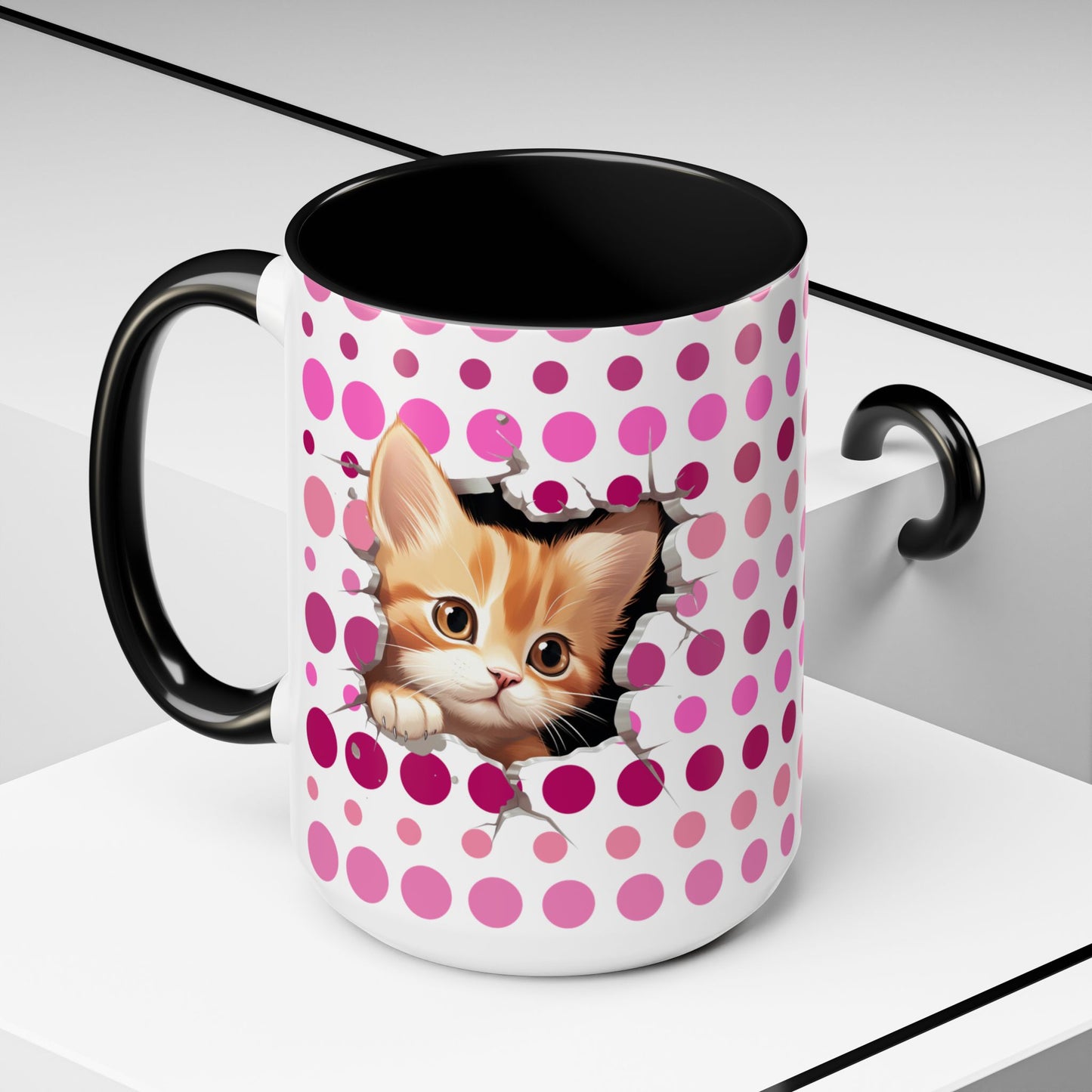 Purrrty in Pink Dots Mug (11oz, 15oz)