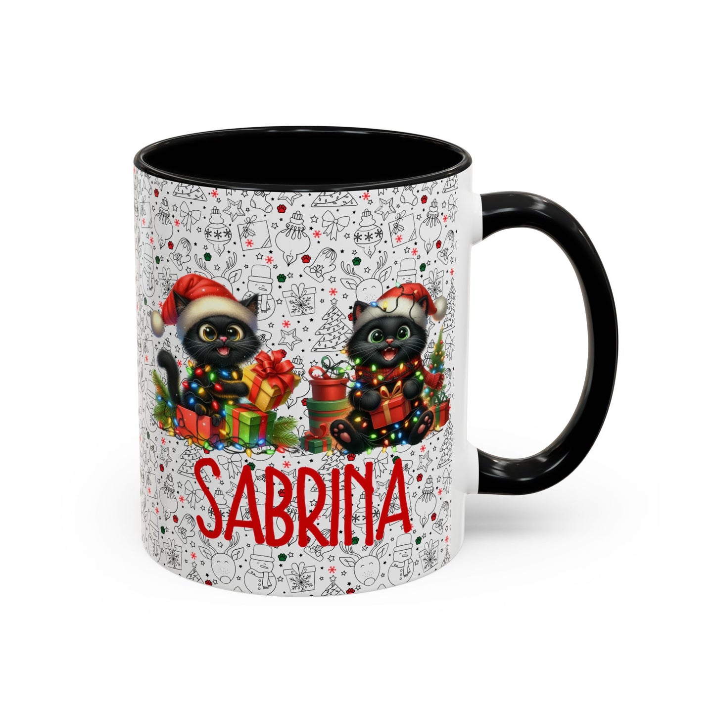 Black Cat Christmas Mug