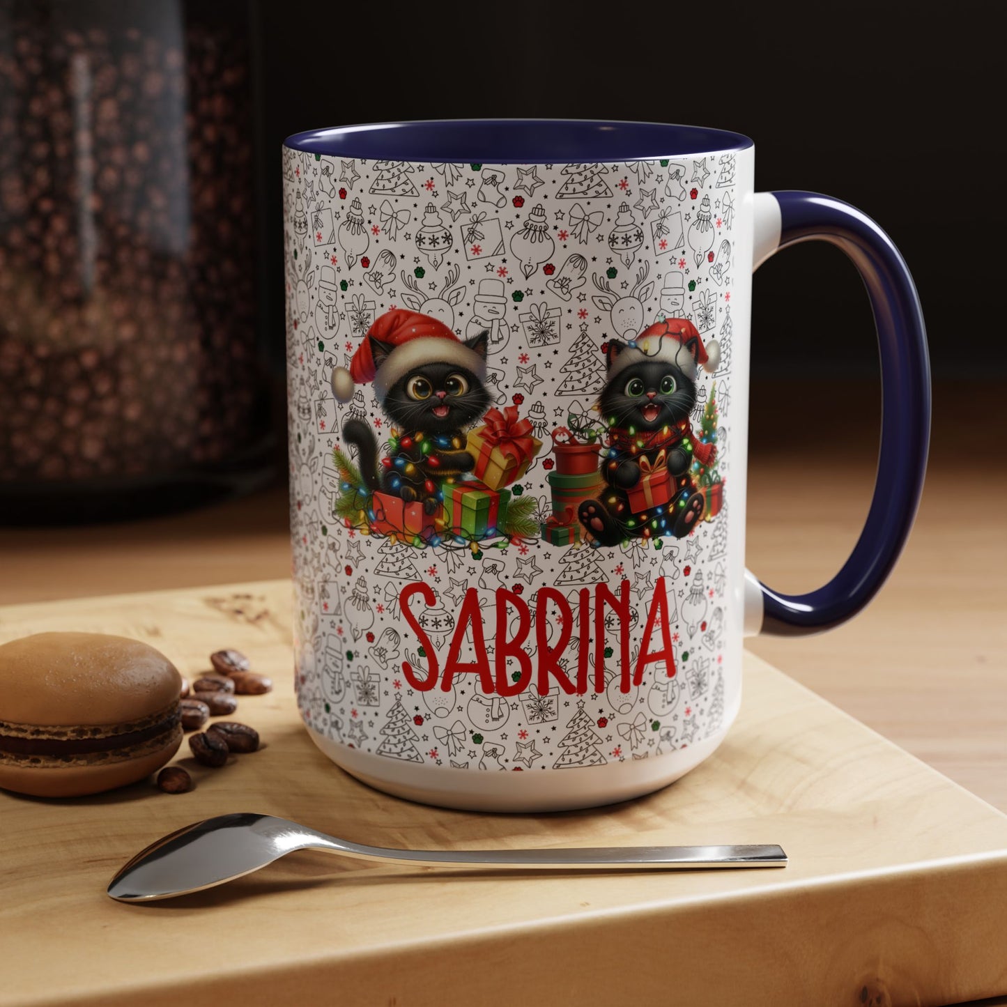 Black Cat Christmas Mug