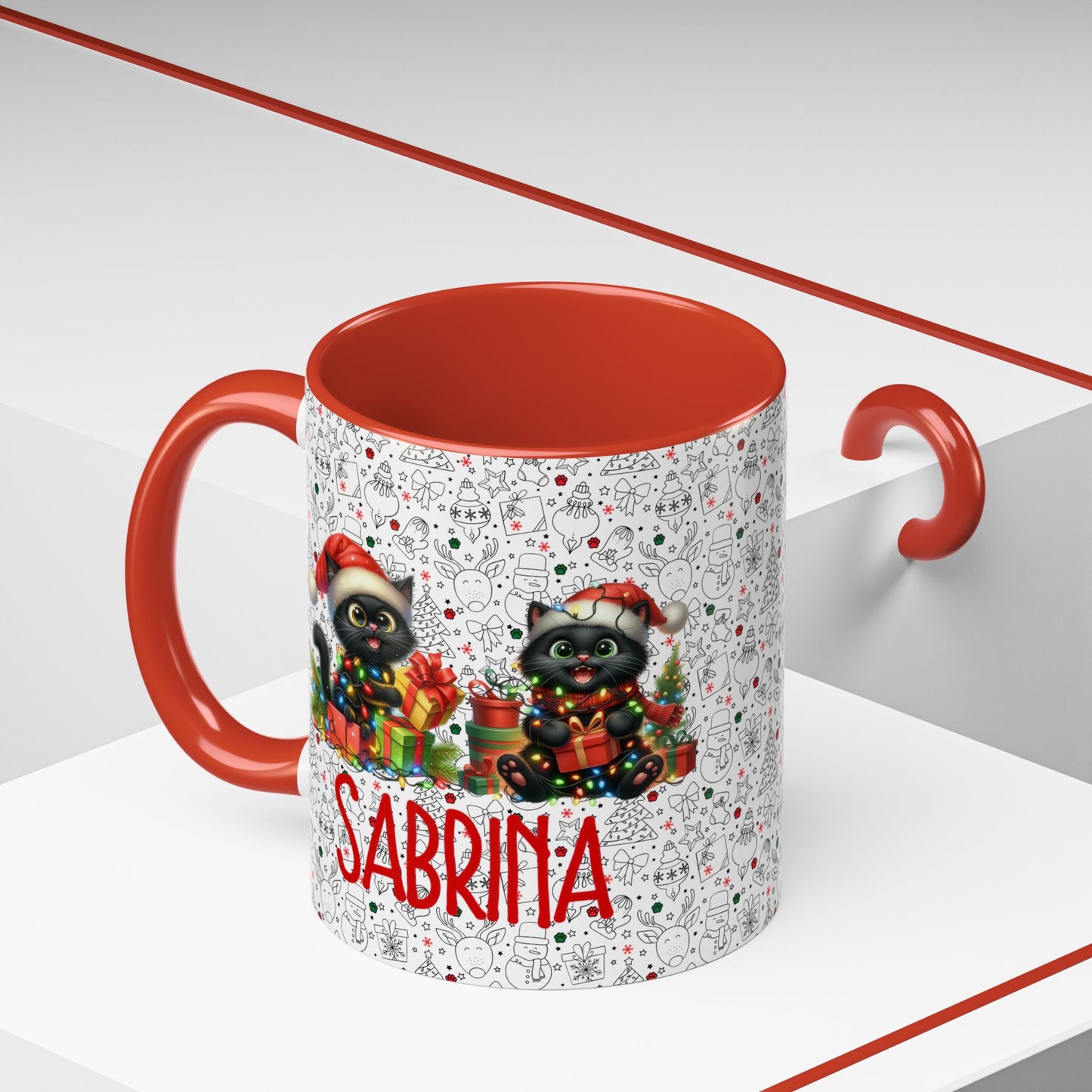 Black Cat Christmas Mug