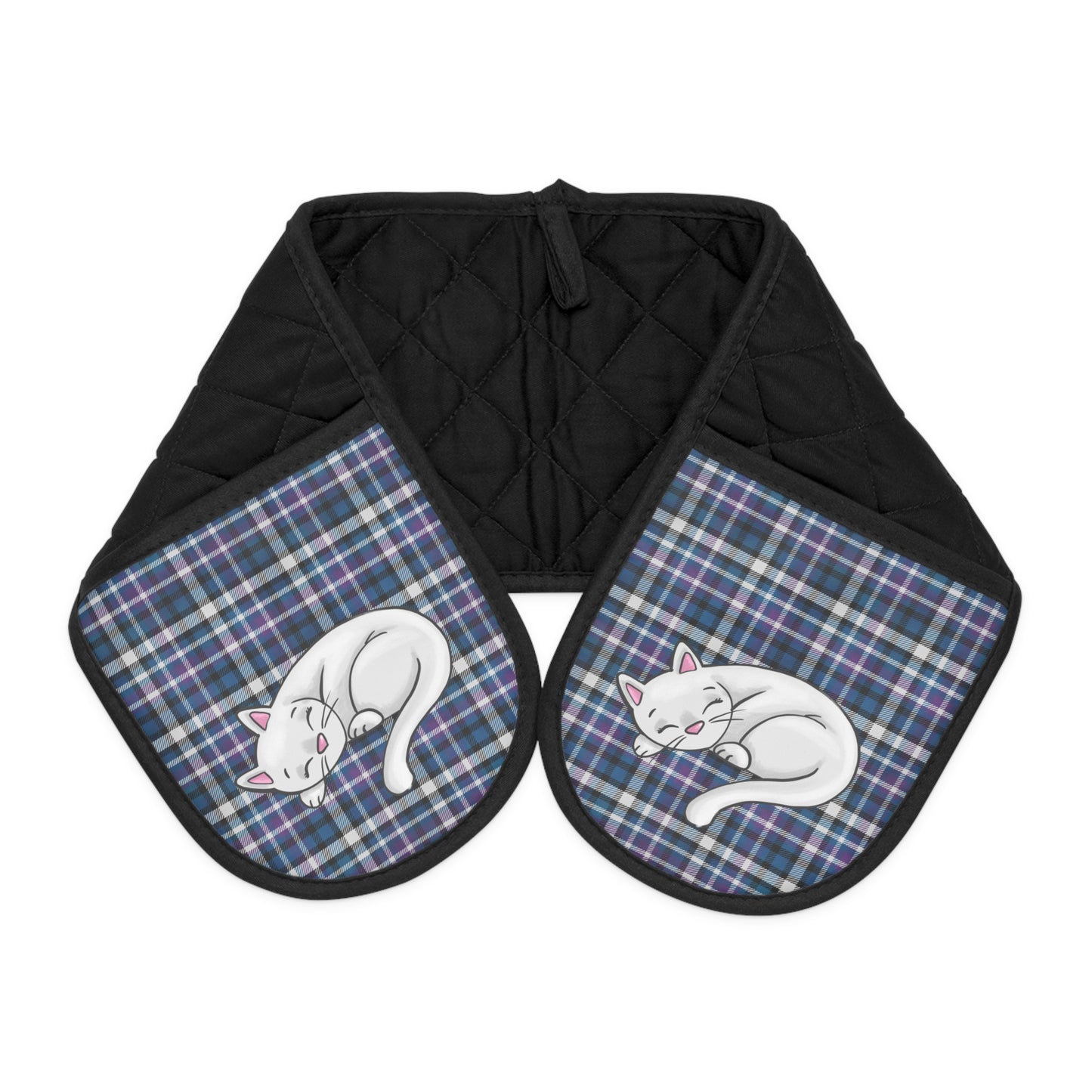 Blue Plaid Oven Mitts