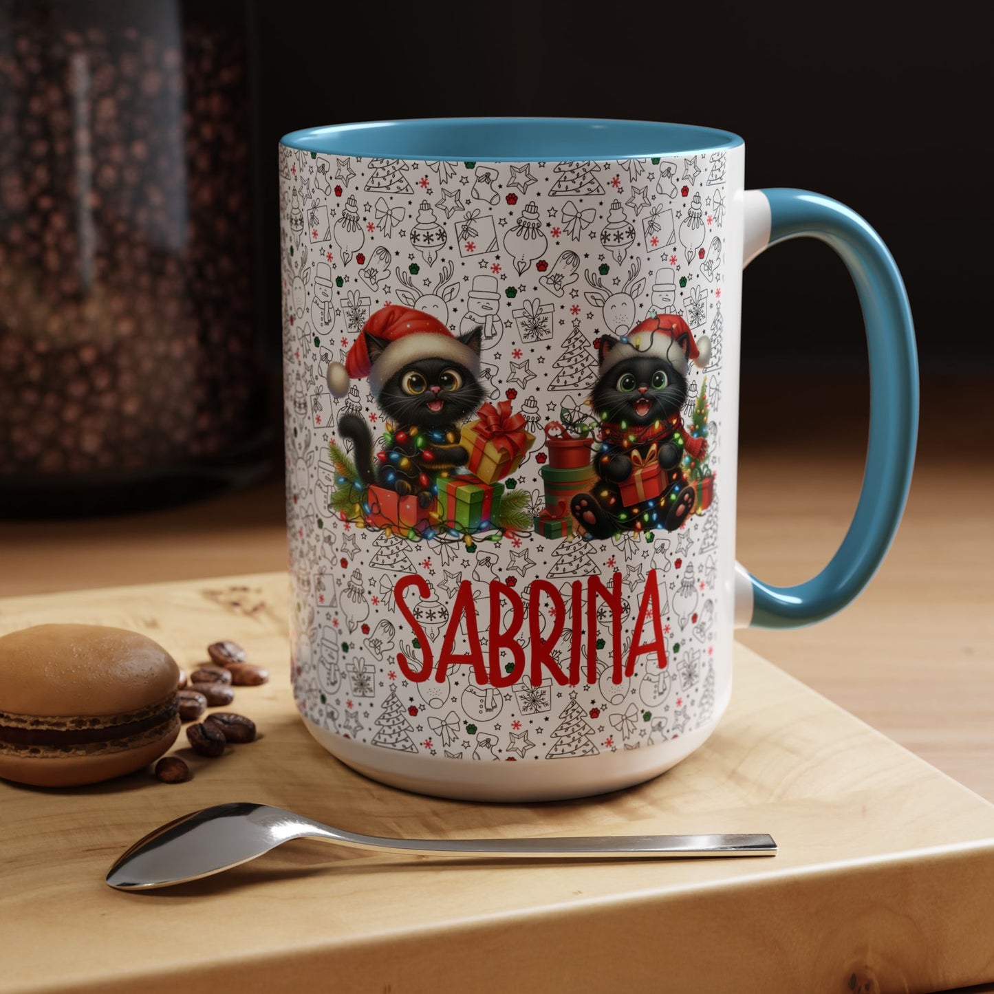 Black Cat Christmas Mug