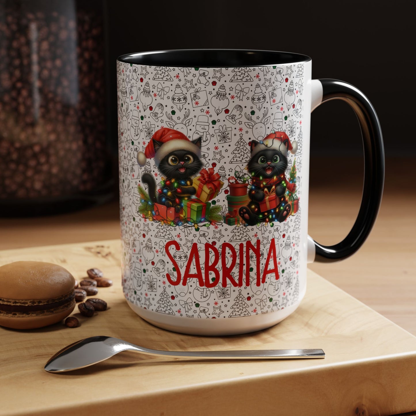 Black Cat Christmas Mug