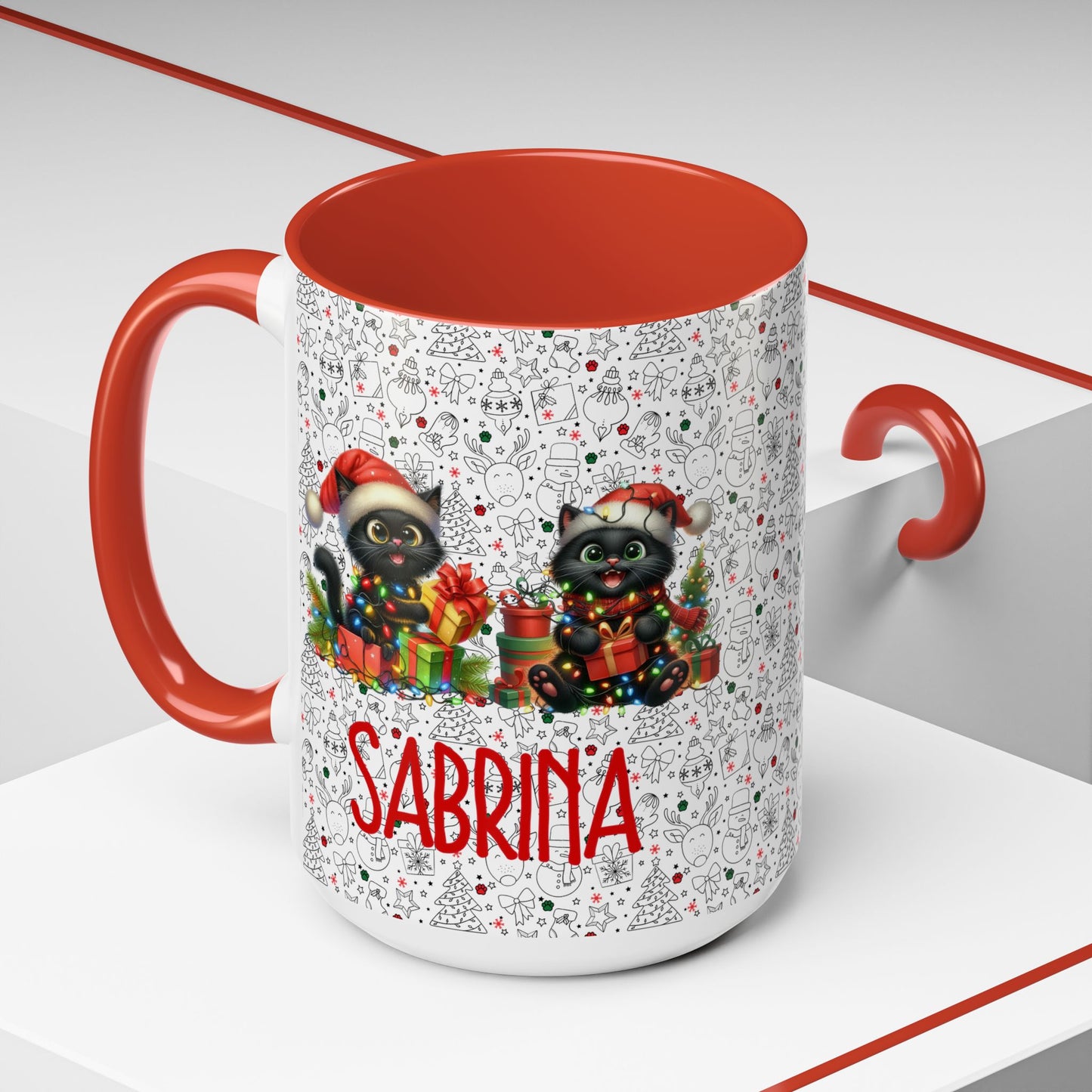 Black Cat Christmas Mug