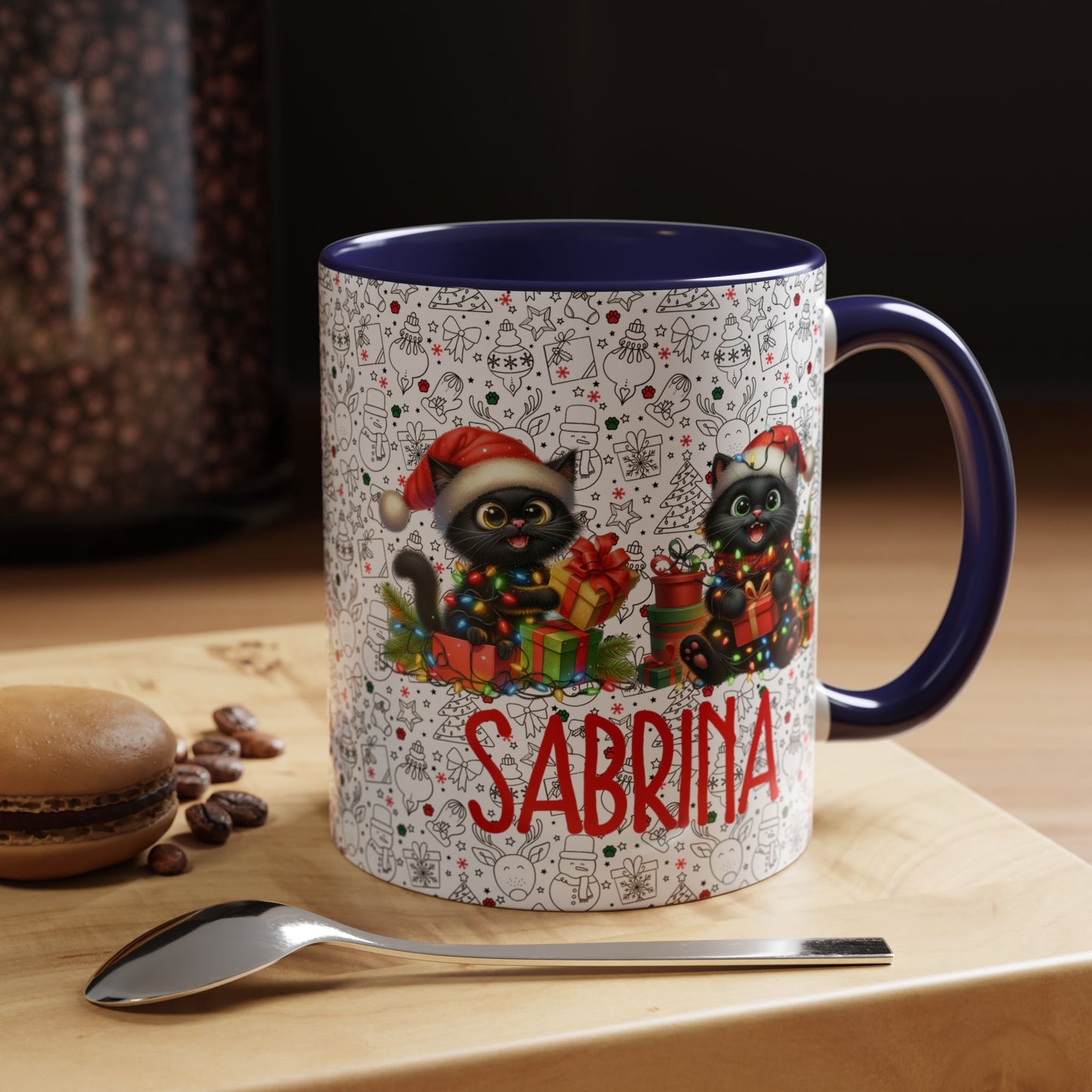 Black Cat Christmas Mug