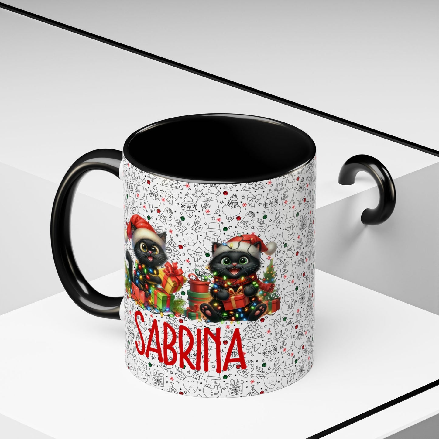 Black Cat Christmas Mug