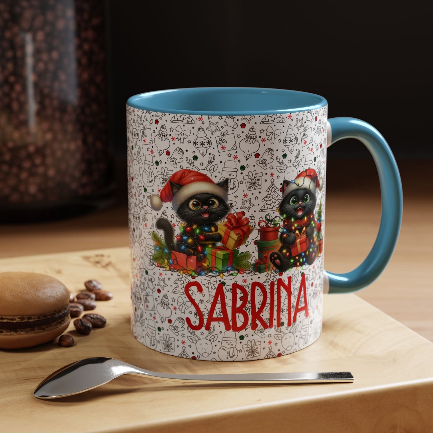 Black Cat Christmas Mug