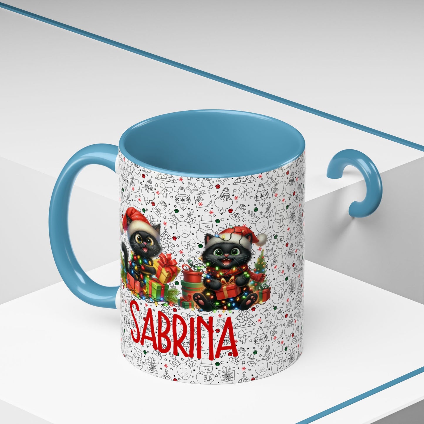 Black Cat Christmas Mug